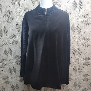 Black Zip-Up Cardigan Size 1X women's petite